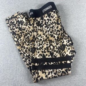 Stronger Leggings Womens XL Brown Animal Print‎ Ankle Yoga Pants Gym Athletic